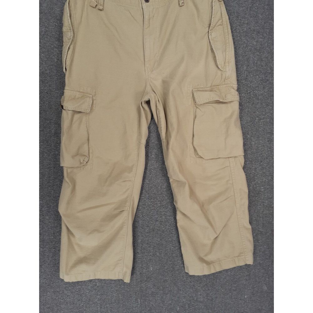 Vintage Polo Jeans Co. Baggy Cargo Pants Mens (fits 36x29) beige skater Wide leg - Picture 3 of 15